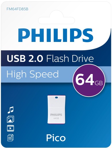 Pendrive Philips USB 2.0 64GB PICO Edition purple