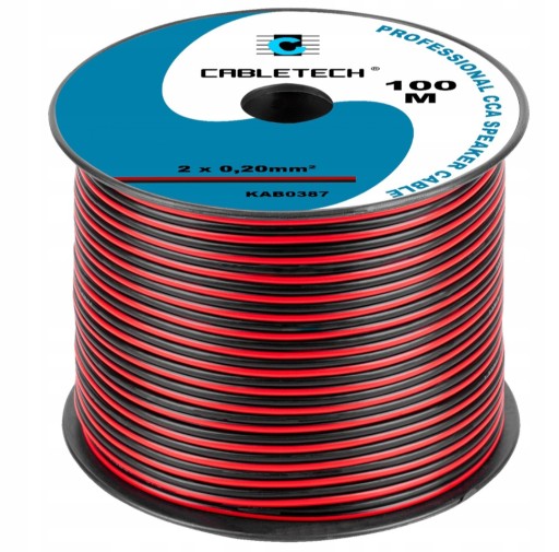 Kabel głośnikowy Cabletech 2 x 0,2 mm² 100 m