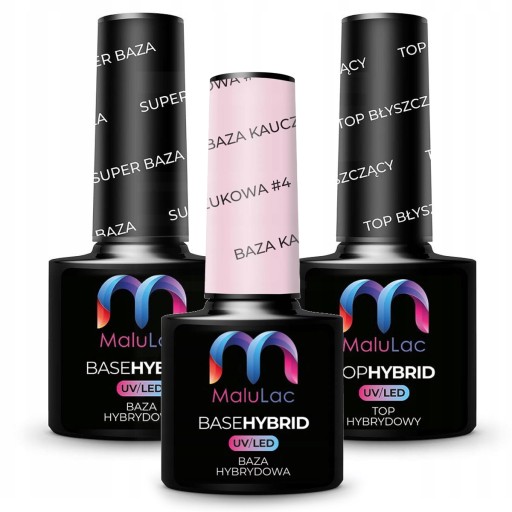 Zestaw hybrydowy do paznokci Malulac 2+1 gratis