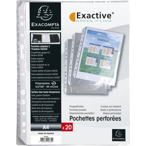 Exacompta 5x Zestaw koszulek A4, przezroczysty 5834E