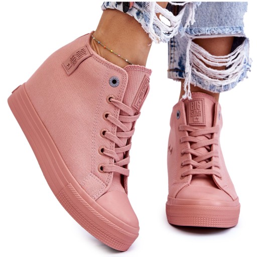 WYSOKIE TRAMPKI KOTURN BIG STAR LL274036 RÓŻOWE 39