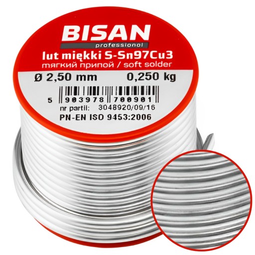 SPOIWO LUTOWNICZE CYNA Z TOPNIKIEM 2,5mm 250g 1szt