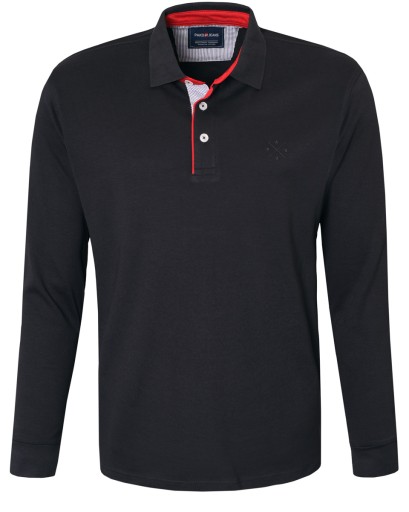 LONGSLEEVE męski koszulka z kołnierzykiem bawełniana GOTI czarna XL