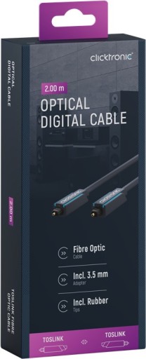 CLICKTRONIC Kabel światłowodowy optyk Toslink 2m