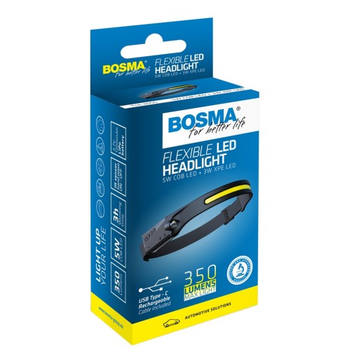 BOSMA 7312 LATARKA CZOŁOWA FLEXIBLE LED 350Lm 6000K