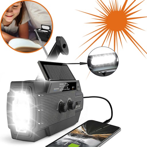 RADIO SOLARNE, PRZENOŚNE RADIO Z KORBĄ, DYNAMO Z AM/FM, LATARKA LED