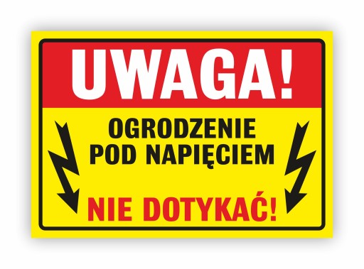 Tabliczka OGRODZENIE POD NAPIĘCIEM 32x22 cm UV