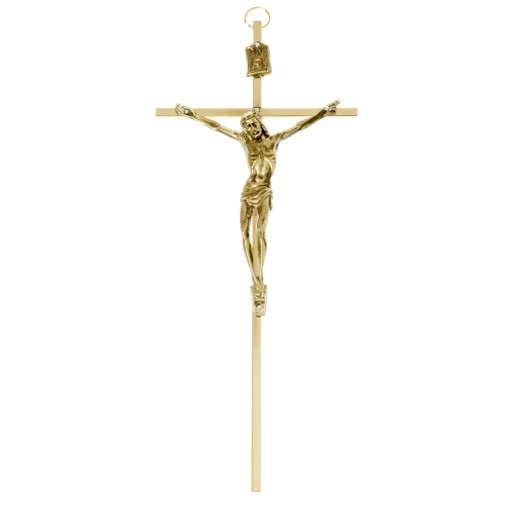 Krzyż na ścianę mosiężny złoty metalowy wiszący ozdobny dekoracja 20 cm