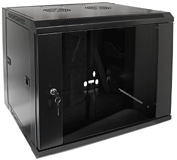 Szafa 19' wisząca ZETA 9U 600x450 RAL9004 szkło