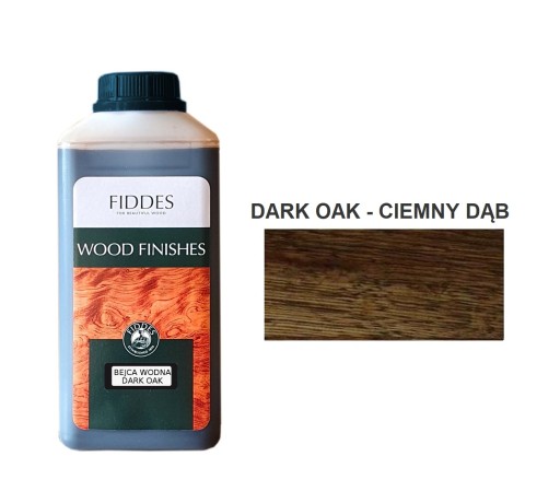 FIDDES Bejca wodna do drewna mebli DARK OAK ciemny dąb 1L