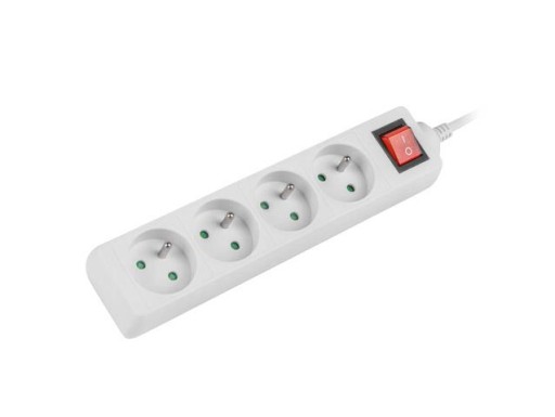 Listwa przedłużacz Lanberg 1,5m biała 4x 230V PL, z wyłącznikiem, kabel wyk
