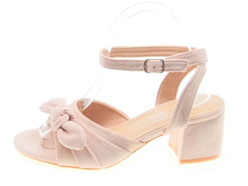 ZAMSZOWE SANDAŁY NA NISKIM OBCASIE LS5209 Pink r39