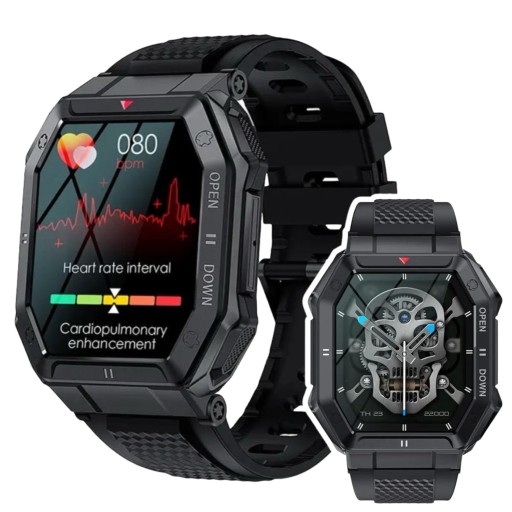 SMARTWATCH ZEGAREK MĘSKI MILITARNY ROZMOWY WIELOFUNKCYJNY POMIARY MENU PL