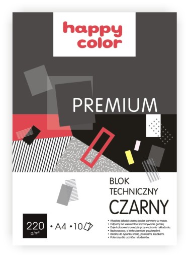 Blok techniczny A4 Czarny 10k 220g Happy Color