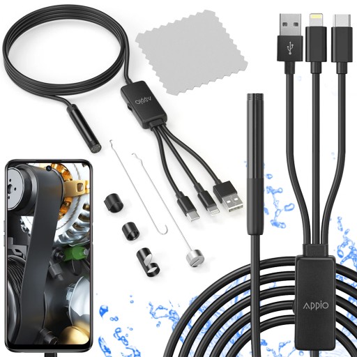 KAMERA ENDOSKOPOWA INSPEKCYJNA 2M LED USB 3w1 do TELEFONU PC Full HD 1080p