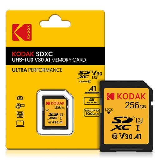 KODAK 256GB U3 C10 V30 SD Card Camera Memory Card (Read: 85-100MB / s, Writ