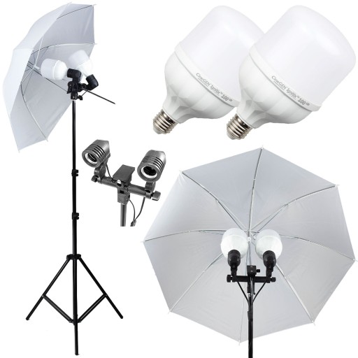 LAMPA DO ZDJĘĆ 2x LED 100W + statyw + parasolka