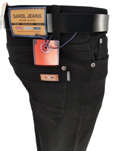 SPODNIE MĘSKIE JEANSY CZARNE SAR2 W33 84-86 CM
