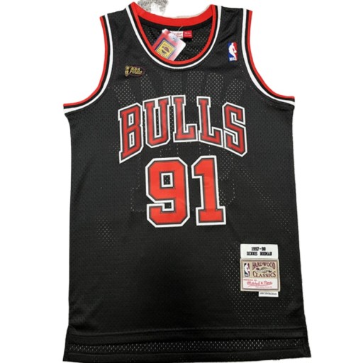 97/98 nowe finały licytacji mężczyzn Chicago Bulls #91 Dennis Rodman retro