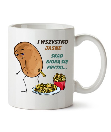 KUBEK BIAŁY ŚMIESZNY PREZENT FRYTKI