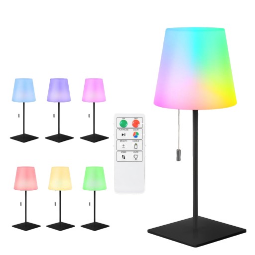 LAMPKA STOŁOWA ZEWNĘTRZNA LED LAMPA NOCNA BEZPRZEWODOWA 8 KOLORÓW + PILOTA