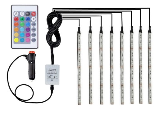 OŚWIETLENIE WNĘTRZA KABINY 8x12 LED RGB PILOT ALU