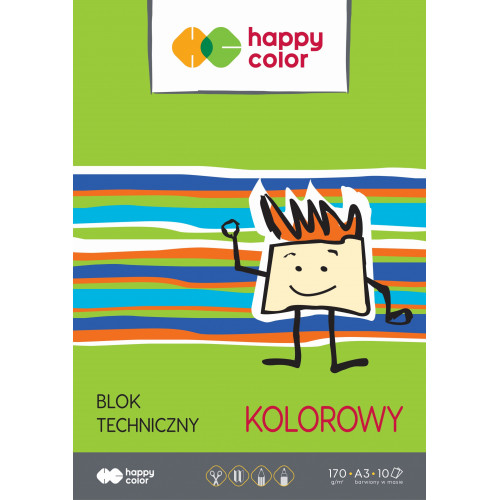 Blok techniczny A3 kolorowy 10 kartek HAPPY COLOR