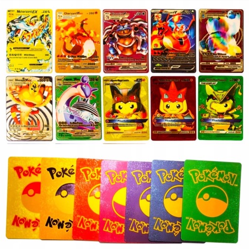KARTY POKEMON Vmax GX KOLOROWE ZŁOTE ZESTAW 55szt