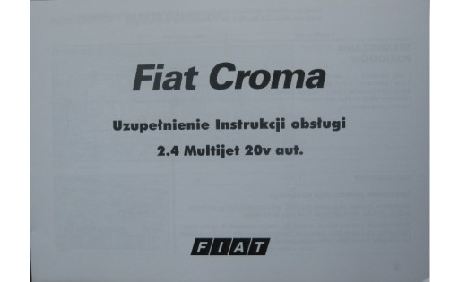 FIAT CROMA II 2.4 Multijet instrukcja uzupełnienie