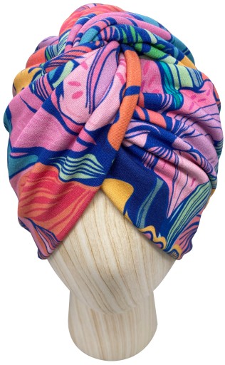 Czapka Turban Twist bawełniany Jersey Retro Kwiaty