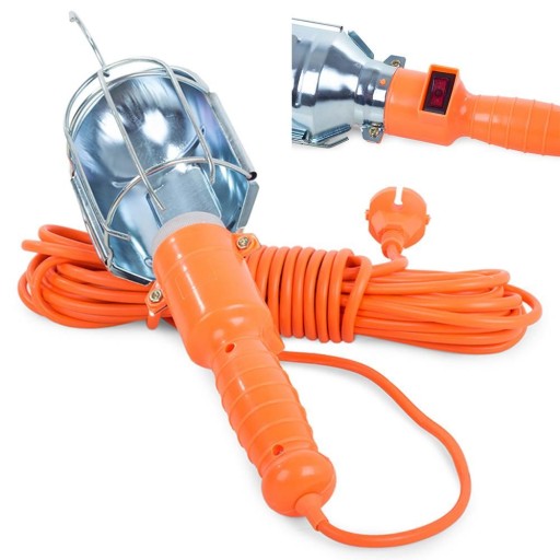 Lampa oprawa warsztatowa przenośna kanałowa robocza + hak E27 230V 5m