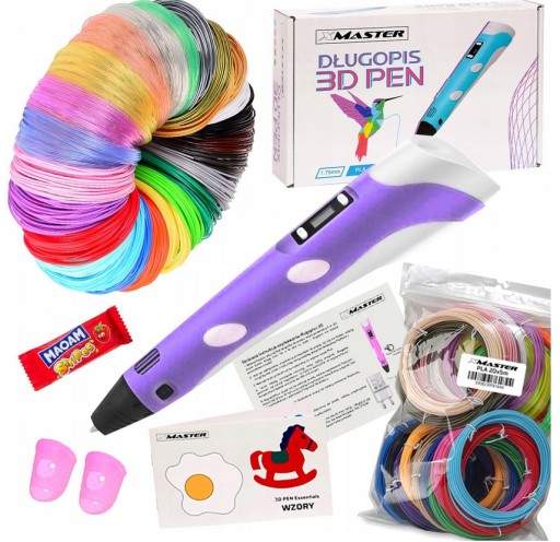 MAGICZNY DŁUGOPIS 3D DRUKARKA ZESTAW DLA DZIECI 2 GENERACJA + FILAMENT 100M