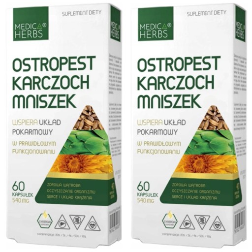 2x MEDICA HERBS Ostropest Karczoch Mniszek 60K