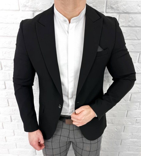 Marynarka meska czarna slim fit 800 - 58