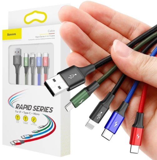 KABEL 4W1 USB-A -> LIGHTING IPHONE / 2X USB-C / MICRO-USB BASEUS CAFULE