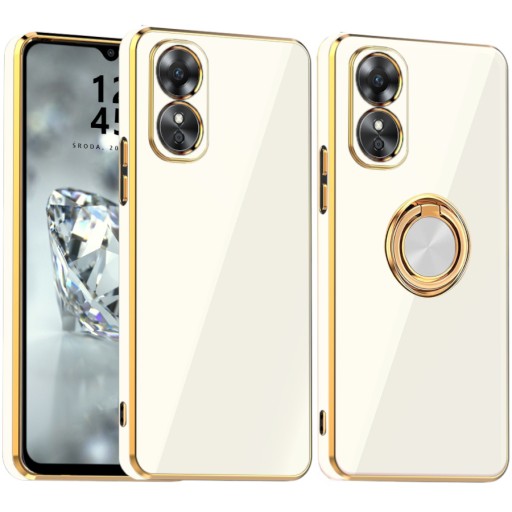 ETUI GLAMOUR ZŁOTA RAMKA + RING DO OPPO A38 4G + SZKŁO