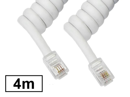 Kabel telefoniczny słuchawkowy spiralny biały 4m