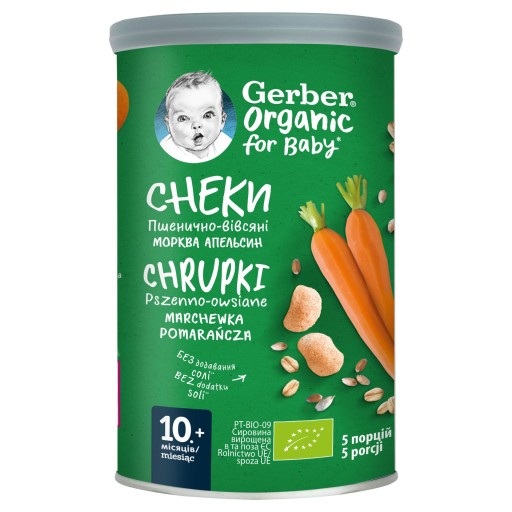GERBER ORGANIC Chrupki pszenno-owsiane Marchewka Pomarańcza 35g