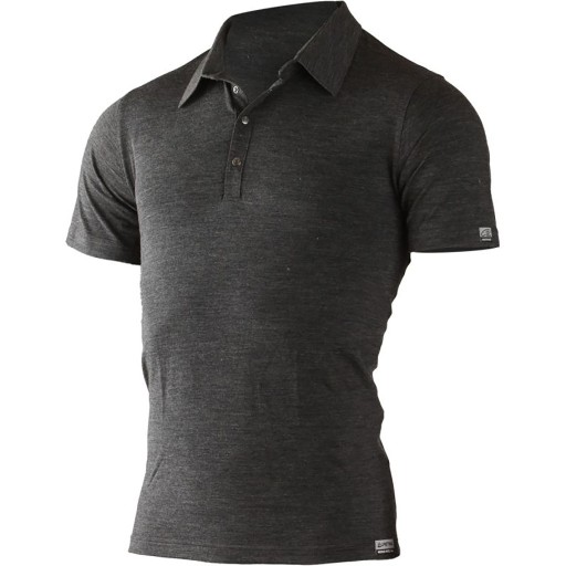 Koszulka polo męska 100% merino merynos szara L