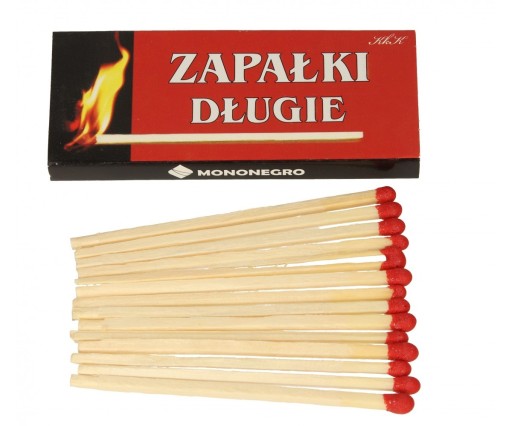 Zapałki Długie Grill Kominek Piec Znicze 1op