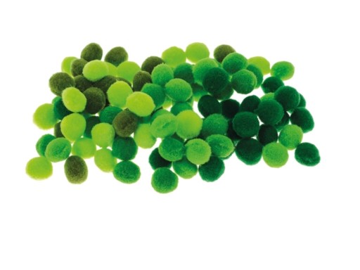 Pompony 10mm 100szt POM12 odcienie zielonego Brewi