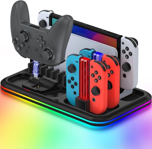 RGB STACJĘ ŁADUJĄCĄ WENTYLATOR CHŁODZĄCY DO NINTENDO SWITCH