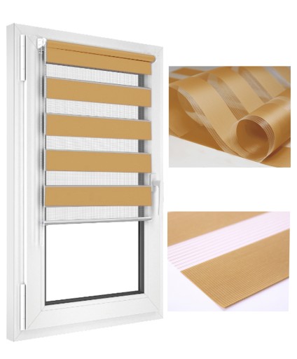 Orzechowa Roleta Dzień i Noc Zebra 146x140
