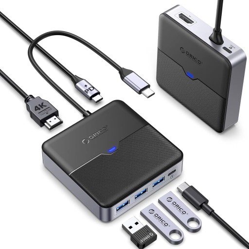 Koncentrator USB C 6 w 1 z 4K HDMI, PD 100 W hub