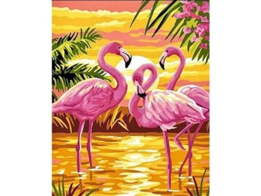 MALOWANIE PO NUMERACH OBRAZ RAMA 40x50cm FLAMINGI