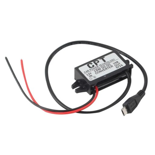 erter DC moduł pojedynczy/podwójny Port 12V do 5V 3A 15W z kablem Micro USB
