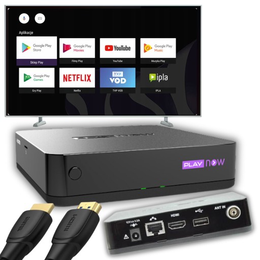 ODTWARZACZ MULTIMEDIALNY PLAY NOW TV BOX HDR 4K NETFLIX YOUTUBE ANDROID