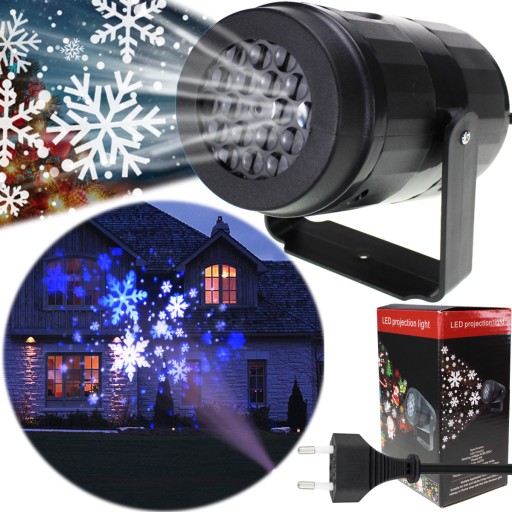 PROJEKTOR LED ŚNIEG ŚWIĄTECZNY LASEROWY REFLEKTOR NA DOM RZUTNIK K