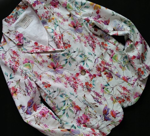 GIRL Marynarka ZARA r. 164 Ecrue w kwiaty