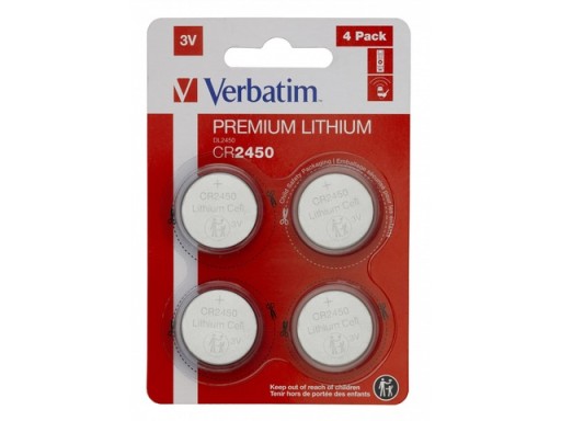BATERIA VERBATIM LITOWA CR2450 (4 SZT BLISTER) 49535 CR 2450 3V MONETOWA
